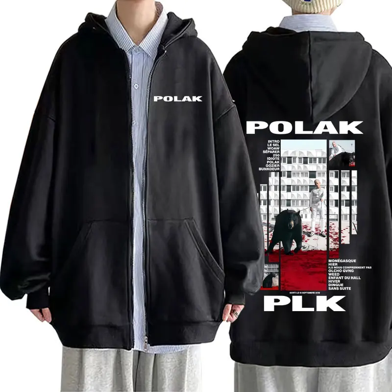 Mens Fashion Zip Up Hoodies - Rapper Plk Polak Print Reißverschluss-Hoodie Herren