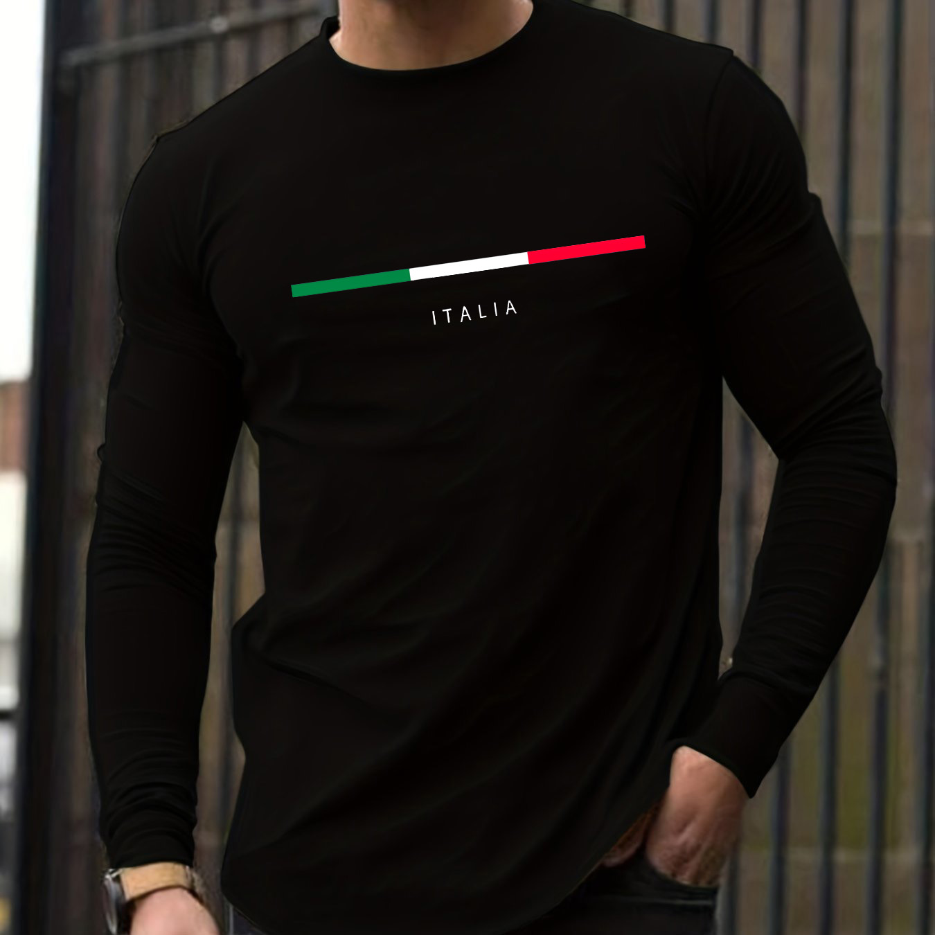 Men'S Fashion T Shirts - 100% reine Baumwolle, Herren-Langarmshirt mit Rundhalsausschnitt,