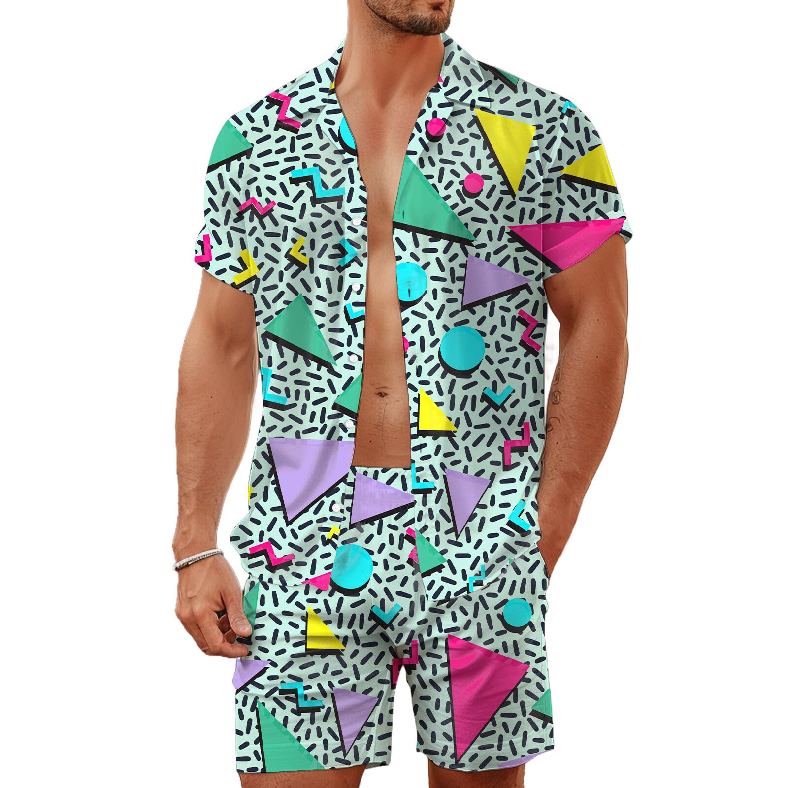 Sommer Unregelmäßiger Geometri – Mens Fashion Clothes Bewertung und Preis