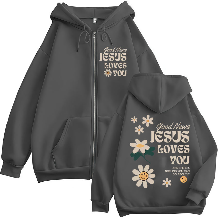 Gute Nachrichten: Jesus liebt  – Mens Fashion Zip Up Hoodies Bewertung und Preis